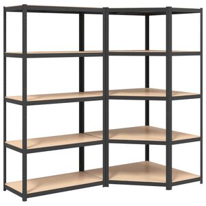 vidaXL &Eacute;tag&egrave;re &agrave; 2 niveaux 5 pcs Gris Acier et bois ing&eacute;nierie