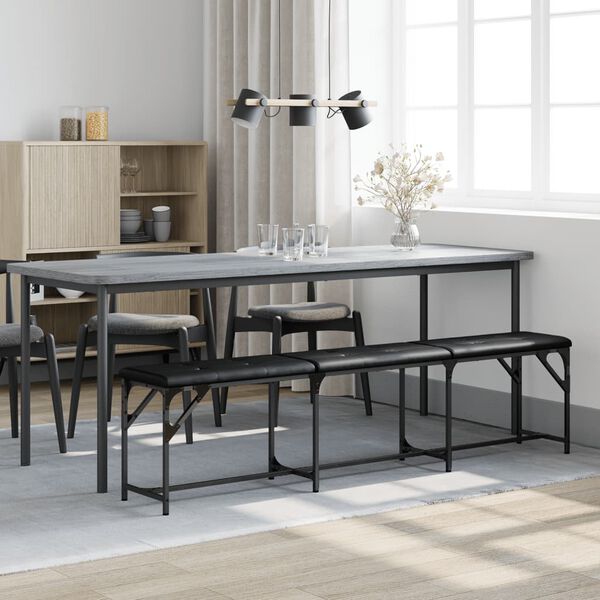 vidaXL Banc &agrave; manger noir 186x32x45 cm acier et similicuir