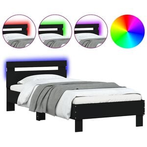 vidaXL Cadre de lit sans matelas avec lumi&egrave;res LED noir 75x190 cm