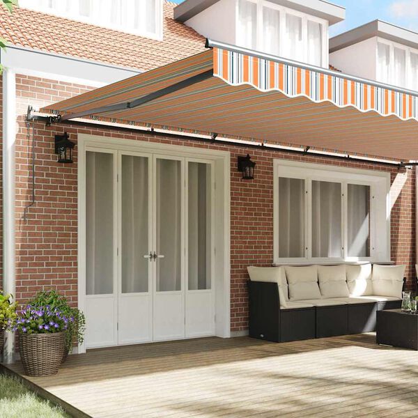 vidaXL Auvent R&eacute;tractable Multicolore 600 &times; 300 cm Tissu et Aluminium