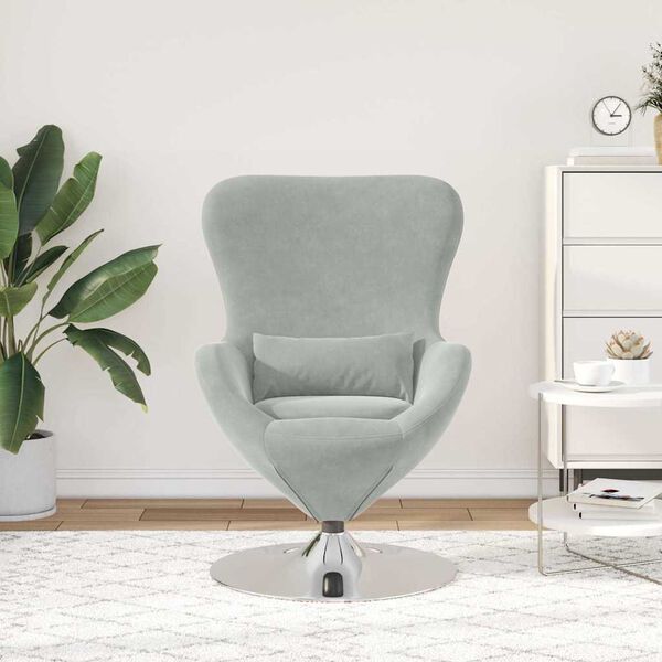vidaXL Fauteuil œuf Gris clair 63 x 73 x 90 cm Velours