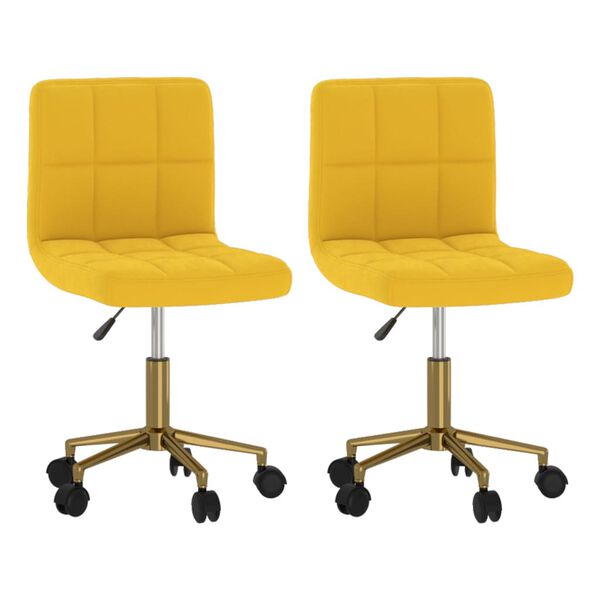 vidaXL Chaises pivotantes &agrave; manger lot de 2 jaune moutarde velours