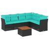 vidaXL Salon de jardin 7 pcs avec coussins noir r&eacute;sine tress&eacute;e