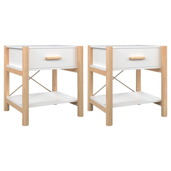 vidaXL Tables de chevet 2 pcs Blanc 42x38x45 cm Bois d&rsquo;ing&eacute;nierie