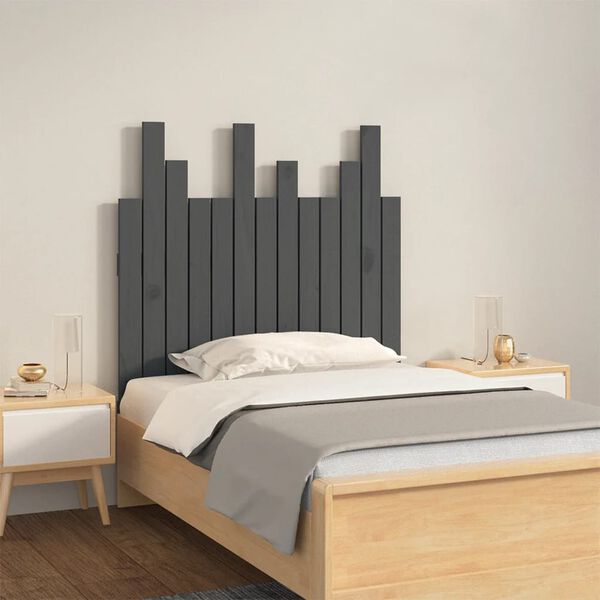 vidaXL T&ecirc;te de lit murale Gris 82,5x3x80 cm Bois massif de pin