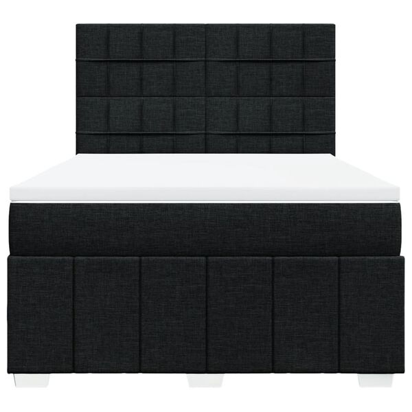vidaXL Sommier &agrave; lattes de lit avec matelas Noir 140x200 cm Tissu