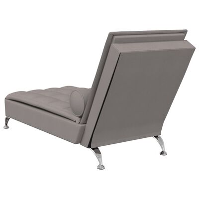 vidaXL Chaise longue de massage avec traversin taupe tissu