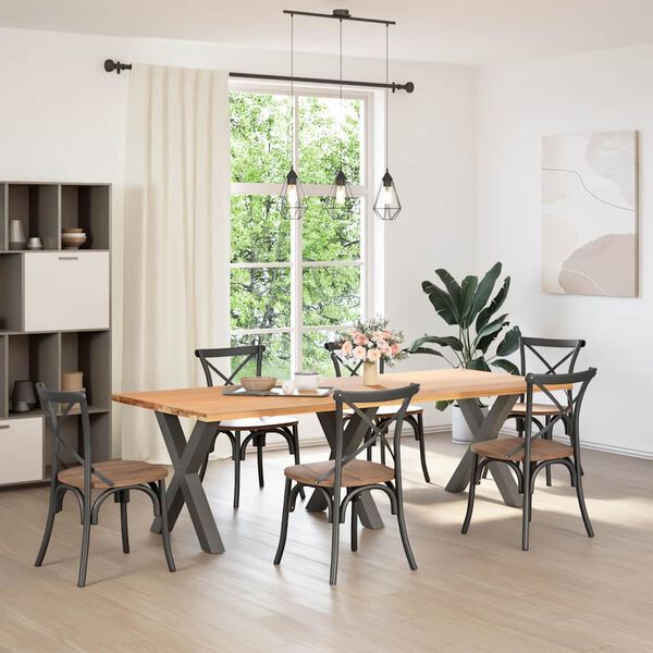 vidaXL Pieds de table &agrave; manger en forme de X 3 pi&egrave;ces Anthracite 80 x (72-73) cm Acier