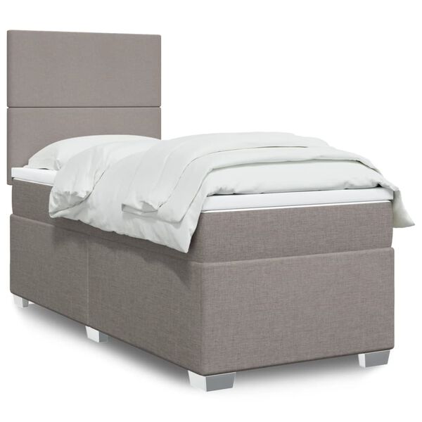 vidaXL Sommier &agrave; lattes de lit avec matelas Taupe 90x190 cm Tissu