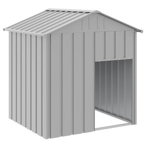 vidaXL Niche pour chien avec toit gris clair acier galvanis&eacute;