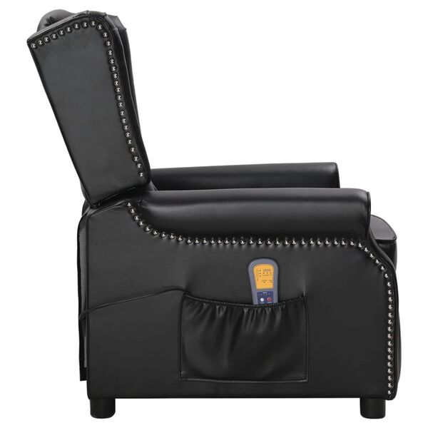 vidaXL Fauteuil de massage Noir Similicuir brillant