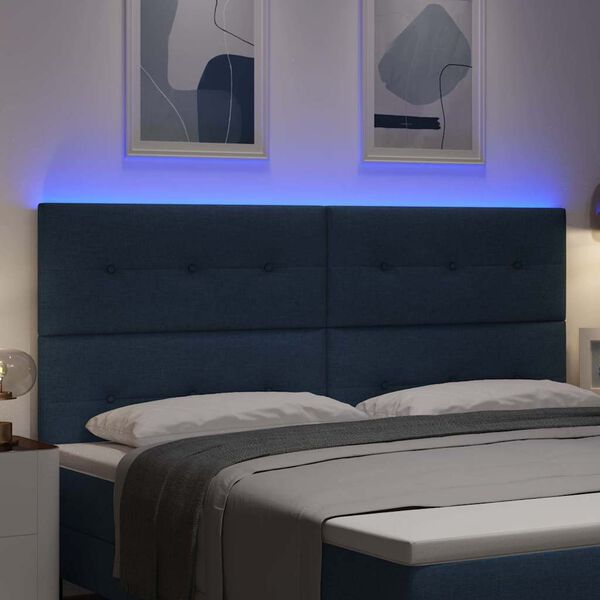 vidaXL T&ecirc;te de Lit LED avec des lumi&egrave;res &agrave; LED Bleu 200 cm tissu