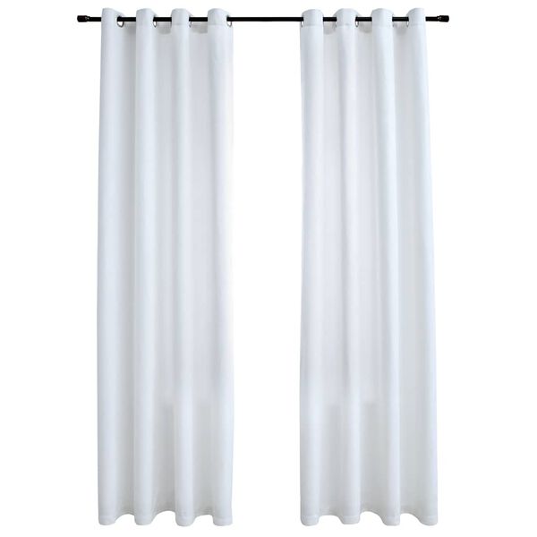 vidaXL Rideau occultant et anneaux en m&eacute;tal 2pcs Blanc cass&eacute; 140x245cm