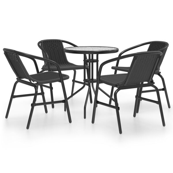 vidaXL Ensemble &agrave; manger de jardin 5 pcs Noir
