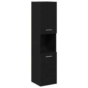vidaXL Cabinet de salle de bain avec porte Ch&ecirc;ne noir 30 x 30 x 130 cm