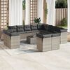 vidaXL Salon de jardin avec coussins 14 pcs gris r&eacute;sine tress&eacute;e