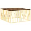 vidaXL Table basse dor&eacute; acier inoxydable et bois massif r&eacute;cup&eacute;ration