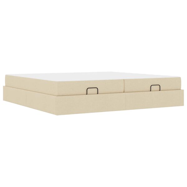 vidaXL Cadre de lit avec matelas avec matelas 2 pcs Cr&egrave;me tissu