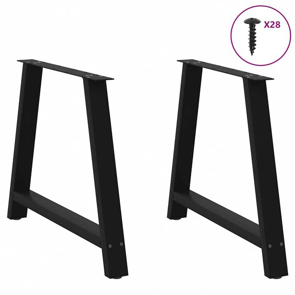 vidaXL Pieds de table &agrave; manger en forme de A, 2 pi&egrave;ces, noir, 90 x (72-73) cm, acier