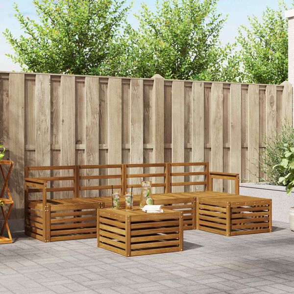vidaXL Ensembles de canap&eacute;s 6 pcs Naturel Bois d'Acacia Massif
