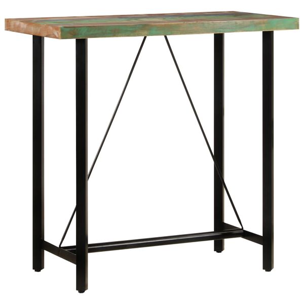 vidaXL Table de bar 110x55x107 cm bois massif de r&eacute;cup&eacute;ration et fer