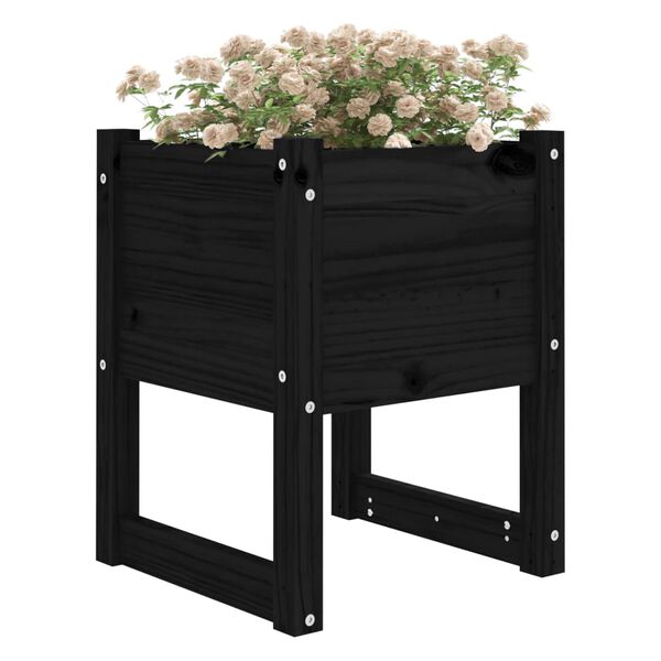 vidaXL Jardini&egrave;res 2 pcs Noir 40x40x52,5 cm Bois massif de pin