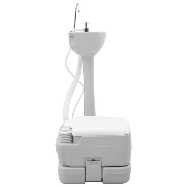 vidaXL Kit de Toilettes de Camping 2 pcs Gris et blanc