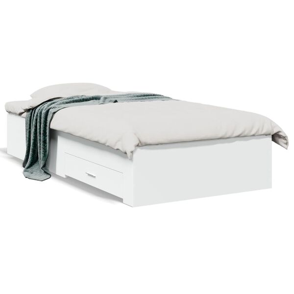 vidaXL Cadre de lit avec tiroirs sans matelas blanc 75x190 cm