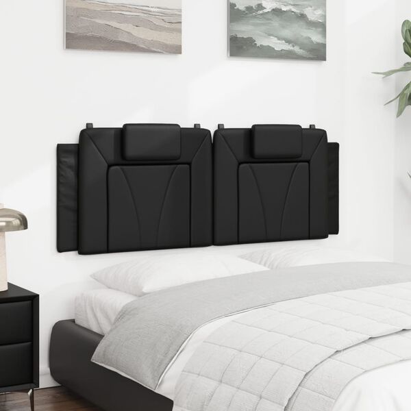 vidaXL Coussin de t&ecirc;te de lit Viana noir 152 cm similicuir