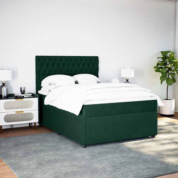 vidaXL Sommier &agrave; lattes de lit et matelas Vert fonc&eacute; 140x200cm Velours