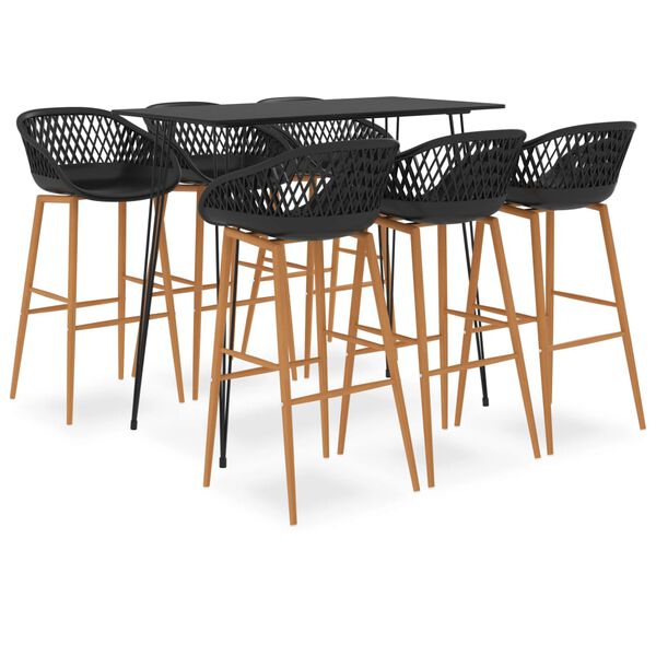 vidaXL Ensemble de bar 7 pcs Noir
