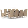 vidaXL Ensemble &agrave; manger de jardin et coussins 11 pcs beige poly rotin