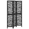 vidaXL Cloison de s&eacute;paration 3 panneaux noir bois de paulownia massif