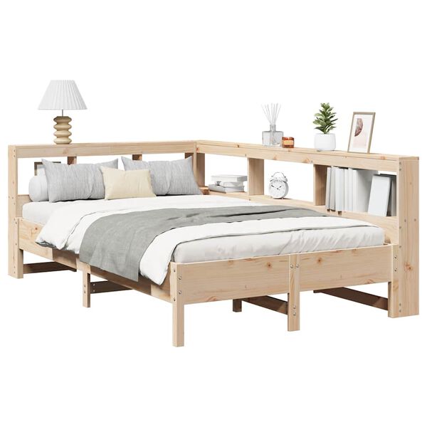 vidaXL Lit biblioth&egrave;que sans matelas 135x190 cm bois de pin massif