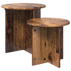vidaXL Ensemble de tables d'appoint 2 pc Bois ancien &Oslash; 45 x 45 cm