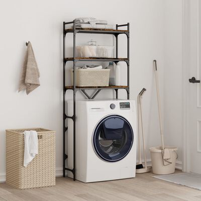 vidaXL Étagère de lave-linge chêne fumé 67x25x163 cm bois d'ingénierie