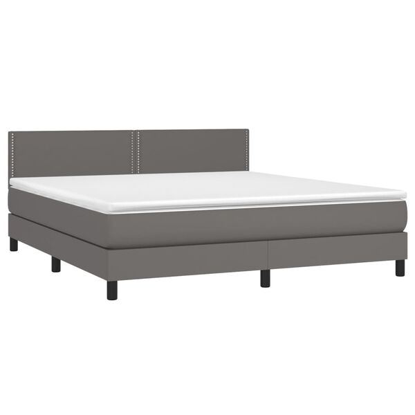 vidaXL Sommier &agrave; lattes de lit avec matelas Gris 180x200 cm Similicuir