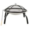 vidaXL Foyer et barbecue avec tisonnier 2 en 1 56x56x49 cm Inox