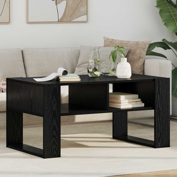 vidaXL Table basse Ch&ecirc;ne noir 92 x 53 x 45 cm Bois d'ing&eacute;nierie