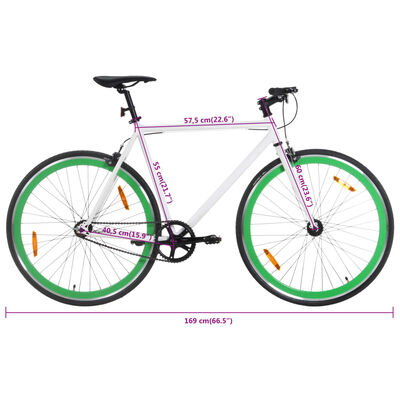 vidaXL Vélo à pignon fixe blanc et vert 700c 55 cm
