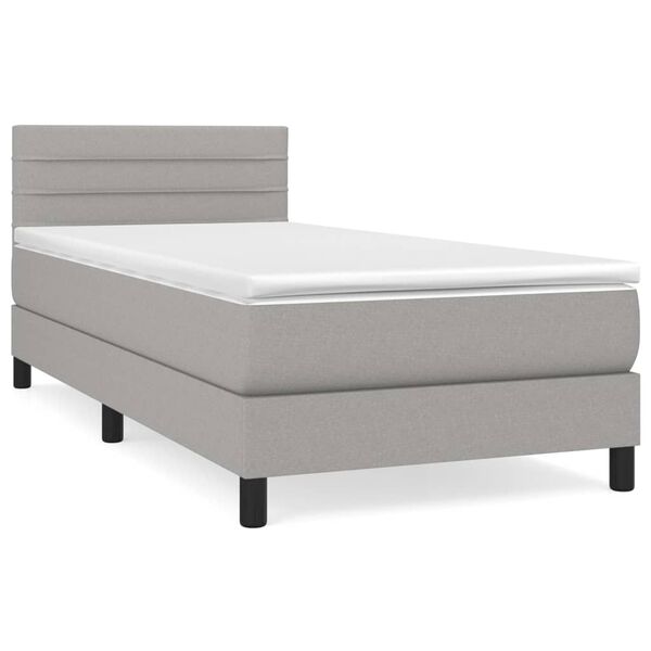 vidaXL Sommier &agrave; lattes de lit avec matelas Gris clair 90x200 cm Tissu