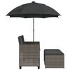 vidaXL Canap&eacute; de jardin 2 places avec parasol et tabourets gris rotin