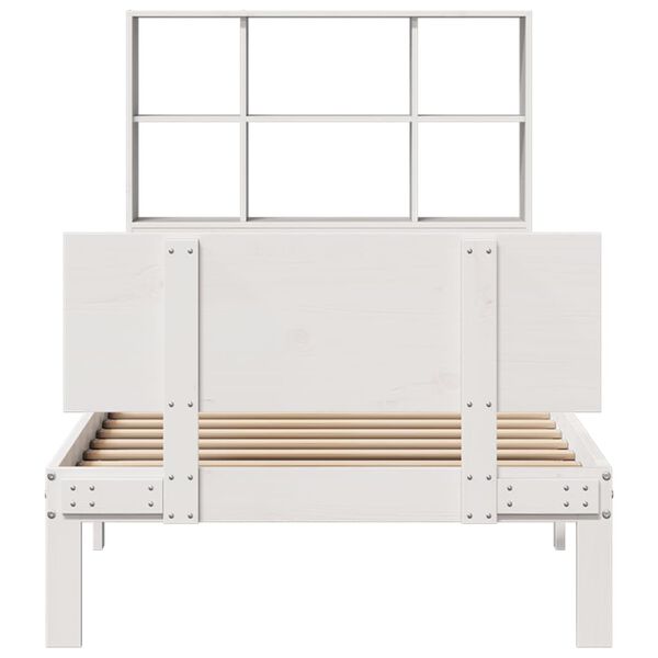 vidaXL Lit biblioth&egrave;que sans matelas blanc 90x200cm bois de pin massif