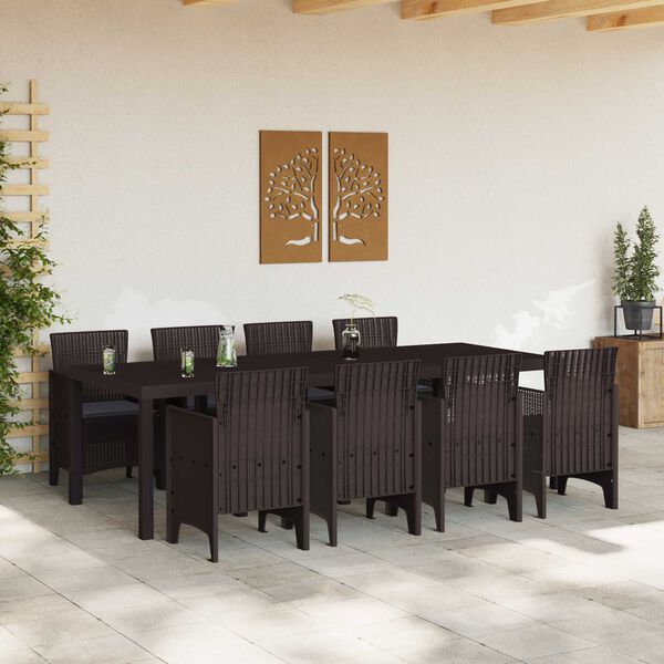 vidaXL Ensemble de salle &agrave; manger pour jardin 9 pcs Marron