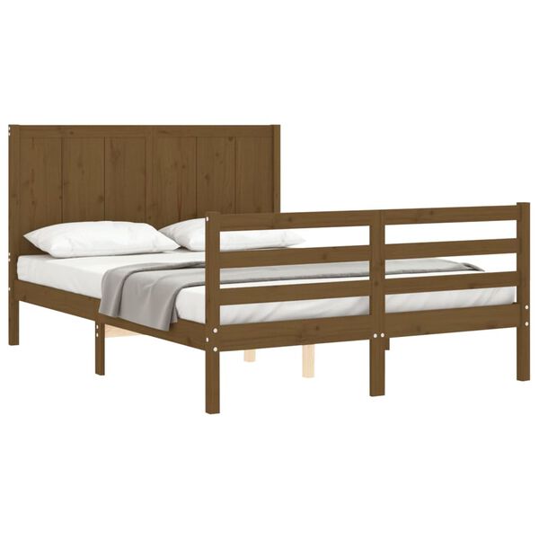 vidaXL Cadre de lit sans matelas marron miel 140x190 cm bois massif