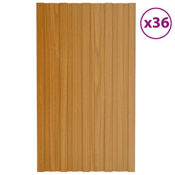 vidaXL Panneau de toiture 36 pcs Naturel 80 x 45 cm Acier galvanis&eacute;