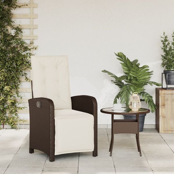 vidaXL Chaise inclinable de jardin repose-pied marron r&eacute;sine tress&eacute;e