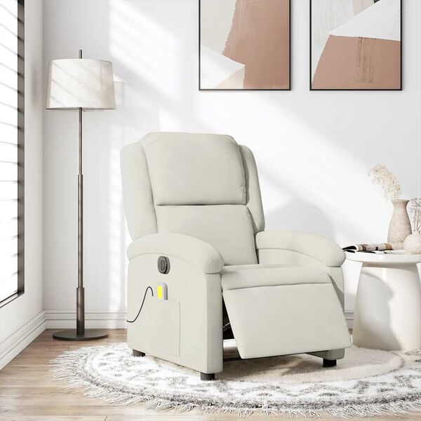vidaXL Fauteuil inclinable de massage électrique crème velours