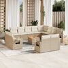 vidaXL Salon de jardin avec coussins 13 pcs beige résine tressée