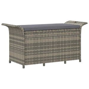 vidaXL Banc de jardin avec coussin gris 116x46x57 cm r&eacute;sine tress&eacute;e